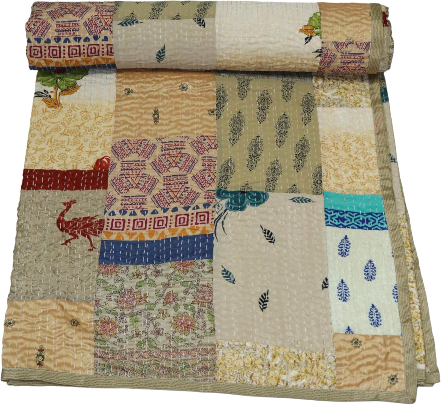 Vintage Kantha Throw Indian Sari Patchwork Quilt - A Wedding Gift