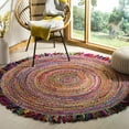 thumbnail image 1 of Indian Handwoven Braided Multi Color Cotton with Natural Jute Round Rugs , Floor Decor Rugs Size 4 x 4 Feet Round ( 120 cm x 120 cm), 1 of 1