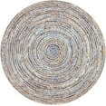 thumbnail image 1 of Indian Handwoven Braided Natural Jute with Denim Jute Line Round Rug, Bedroom, Entryways, Dining Room, Hallways, Kids' Rooms, Size - (2' Round), 1 of 2