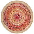 thumbnail image 1 of Indian Handwoven Braided Natural Jute with Multi Cotton Round Rug, Bedroom, Entryways, Dining Room, Hallways, Kids' Rooms, Size - (3' Round), 1 of 2