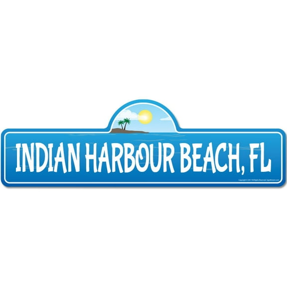 Indian Harbour FL Florida Beach Street Sign | Indoor/Outdoor | Surfer Ocean Lover Décor For Beach House Garages Living Rooms Bedroom | Signmission Personalized Gift