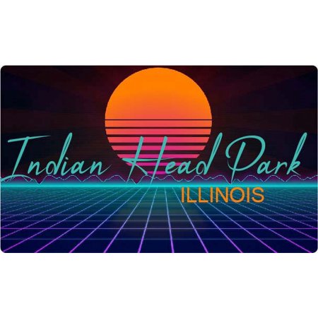 Indian Head Park Illinois 4 X 2.25-Inch Vinyl Decal Stiker Retro Neon Design