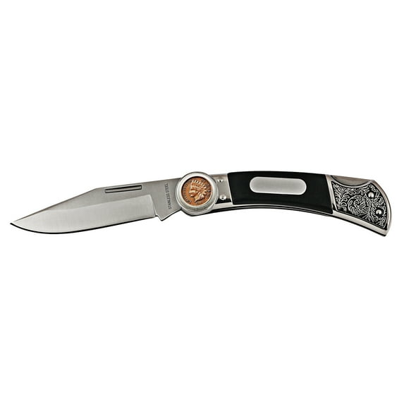 Indian Head Penny Wood Pocket Knife With Engravable Plate