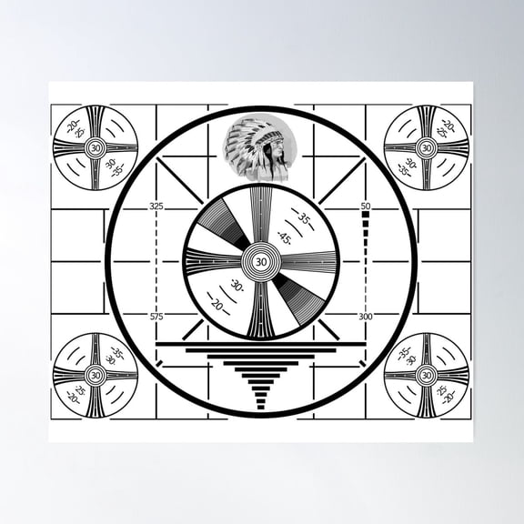 Indian Head Test Pattern Poster Wall Art UNFRAMED PAPER POSTER, Home Decor