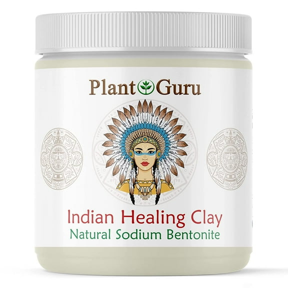 Indian Healing Clay 1 lb. Jar - 100% Natural Sodium Bentonite Clay Powder - Deep Pore Cleansing Facial And Body Mask - Detox Clay for Face, Hair, Acne, and Bath.