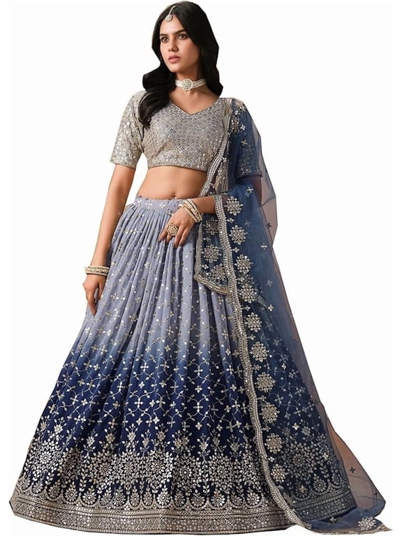 Indian Heavy Look Sangeet Party Wear Style Stitched Marvelous Lehenga Choli for Woman's ( Brown, XL - 44 )