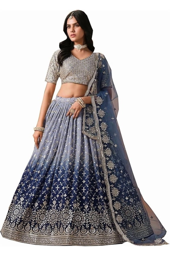 Indian Heavy Look Sangeet Party Wear Style Stitched Marvelous Lehenga Choli for Woman's ( Brown, XXS - 34 )