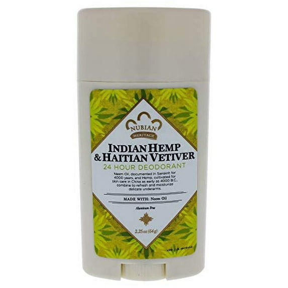 Indian Hemp & Haitian Vetiver 24 Hour Deodorant by Nubian Heritage for Unisex - 2.25 oz Deodorant Stick