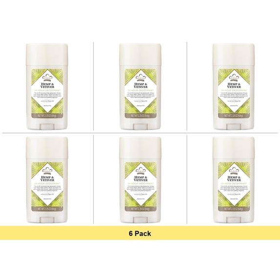 Indian Hemp & Haitian Vetiver 24 Hour Deodorant by Nubian Heritage for Unisex - 2.25 oz Stick - 6 Pack