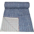 thumbnail image 1 of Indian Hnad Block Print Kantha Quilt Queen Size Cotton Quilt Handmade Quilt Kantha Throw Kantha Bedspread Indian Quilt, 1 of 3