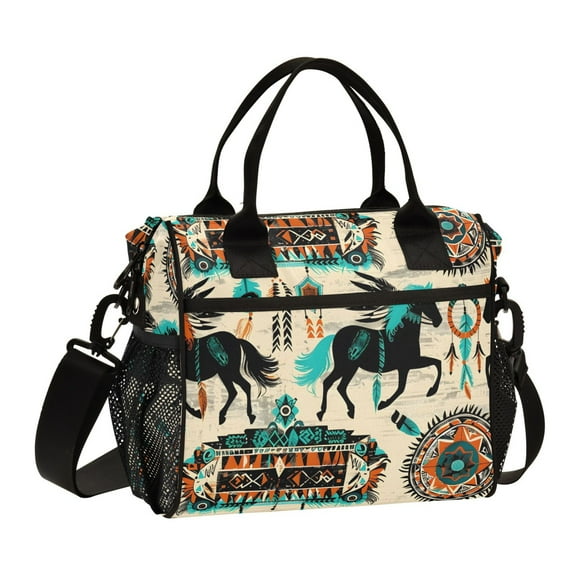 Indian Horse Lunch Bag Insulated Lunch Box Leakproof Reusable Cooler Tote Adjustable Shoulder Strap for Men Women 9L