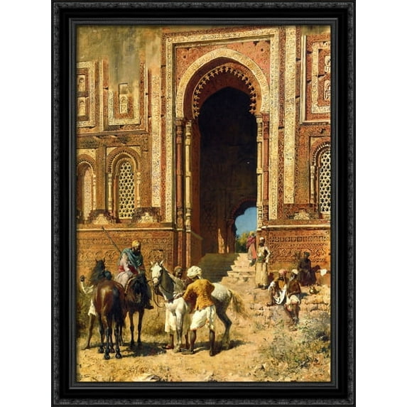 Indian Horsemen at the Gateway of Alah ou din, Old Delhi 28x36 Large Black Ornate Wood Framed Canvas Art by Edwin Lord Weeks