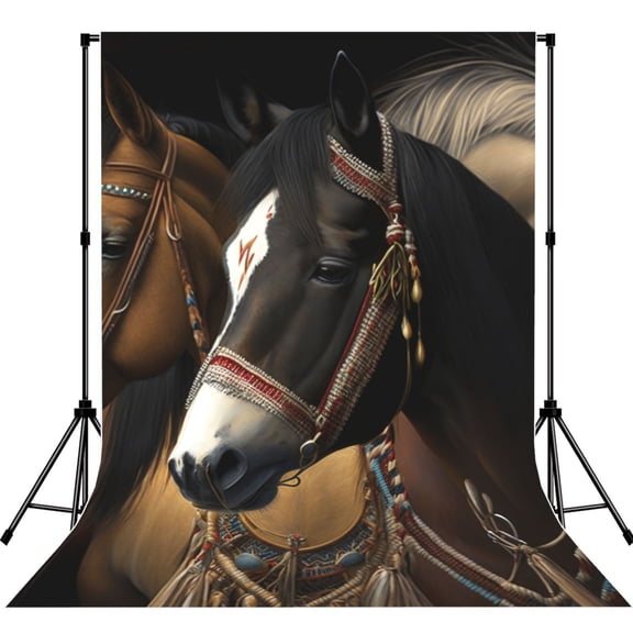 Indian Horses Native American Photography Backdrop 5x7Ft Background for Photo Studio Video Recording Birthday Party Wedding Home Decor