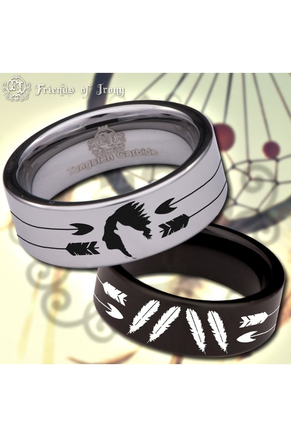 Indian Howling Wolf Tungsten Carbide Ring