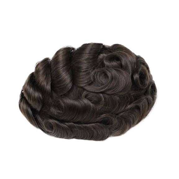 Indian Human Hair System Men's Capillary Prosthesis Undetectable 0.12mm PU Skin Toupee