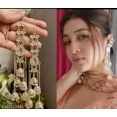 thumbnail image 1 of Indian Jewelry Antique Crystal Kundan Jhumki Jhumka Earrings Set for Women, 1 of 3