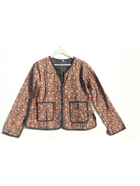 Indian Kantha Women's Cotton Jacket Bohemian Style Vintage Upper Wear Hippie Patchwork Coat For Everyday Wear