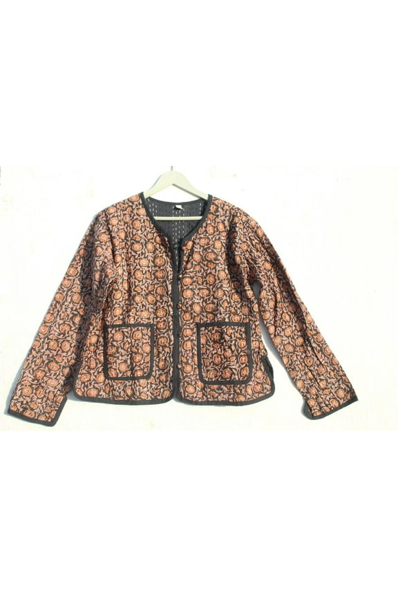 Indian Kantha Women's Cotton Jacket Bohemian Style Vintage Upper Wear Hippie Patchwork Coat For Everyday Wear