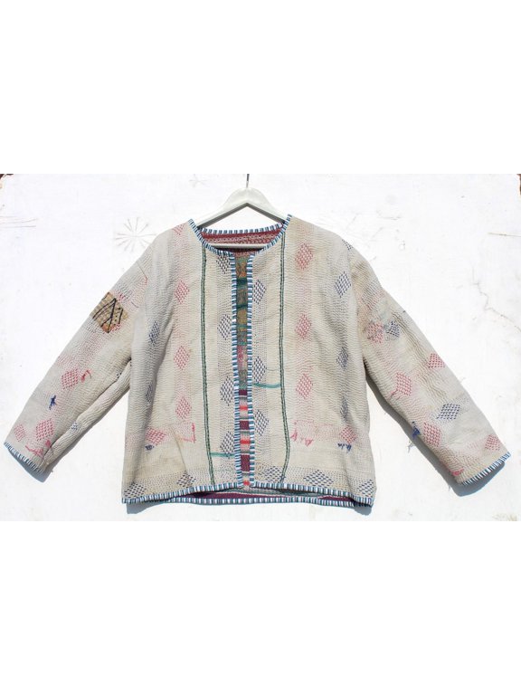 Indian Kantha Women's Cotton Jacket Bohemian Style Vintage Upper Wear Hippie Patchwork Coat For Everyday Wear