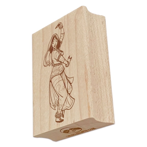Indian Kathak Dancer Kathakan Rectangle Rubber Stamp Stamping Scrapbooking Crafting - Small 1.7in