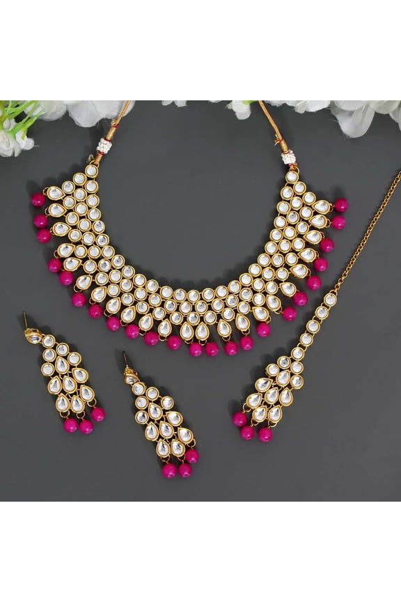 Indian Kundan Necklace Set | Indian Necklace Set With Earrings and Tikka | Necklace Set for Women | Indian Jewelry | Indian Jewellery