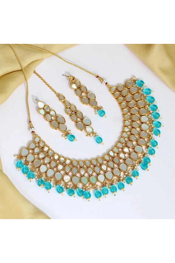 Indian Kundan Necklace Set | Indian Necklace Set With Earrings and Tikka | Necklace Set for Women | Indian Jewelry | Indian Jewellery