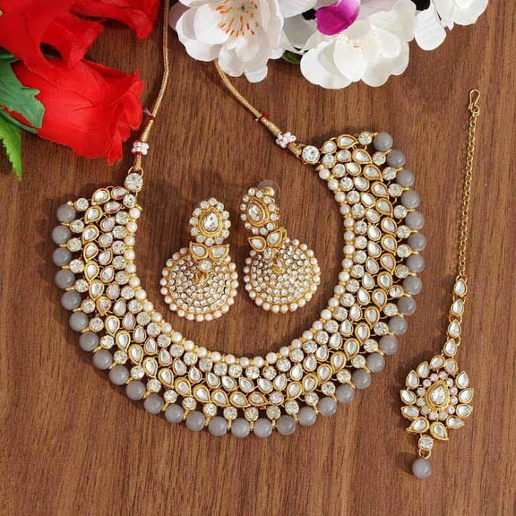 Indian Kundan Necklace Set | Indian Necklace Set With Earrings and Tikka | Necklace Set for Women | Indian Jewelry | Indian Jewellery