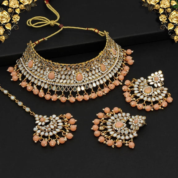 Indian Kundan Necklace Set | Indian Necklace Set With Earrings and Tikka | Necklace Set for Women | Indian Jewelry | Indian Jewellery