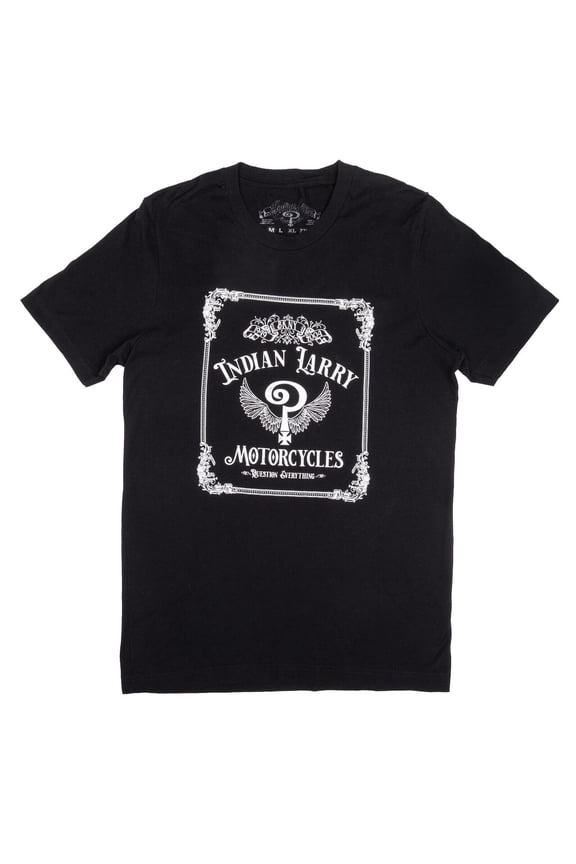 Indian Larry Motorcycles Question Everything T-Shirt Men's Size Medium *FLAWED*
