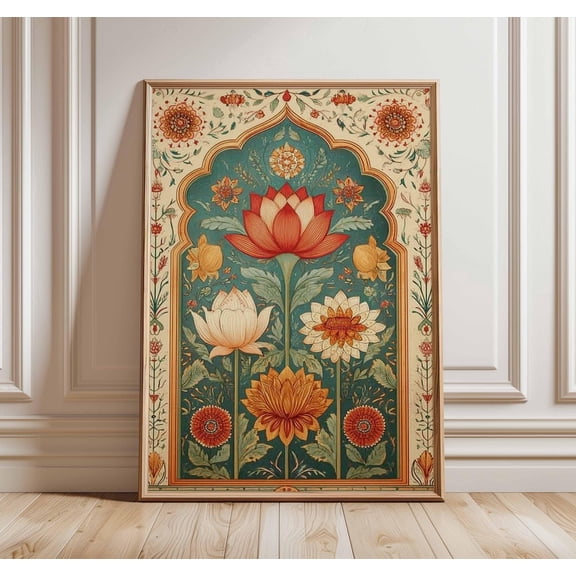 Indian Lotus Mandala Poster, Unframed Paper Poster 8x10in