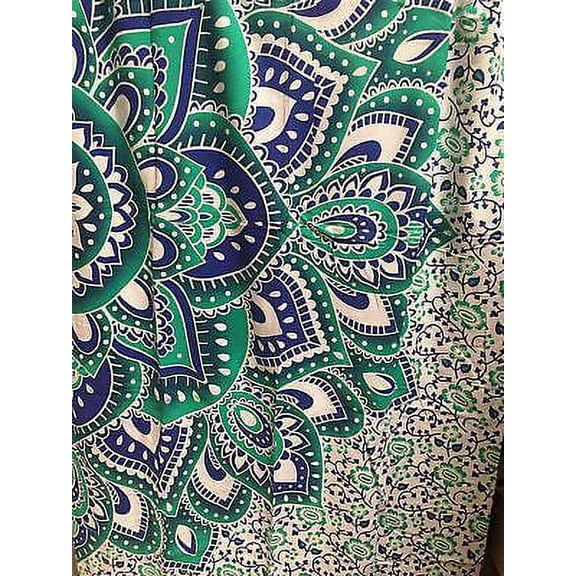 Indian Mandala Handmade 100% Cotton Tapestry Bohemian Beach Blanket Wall Hanging Bedspread Dorm Decor In Vibrant Colors, Square