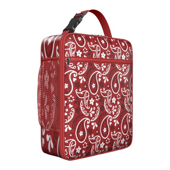 Indian Mandala Paisley Lunch Bag, Reusable Insulated Cooler Tote with Floral Vintage Print