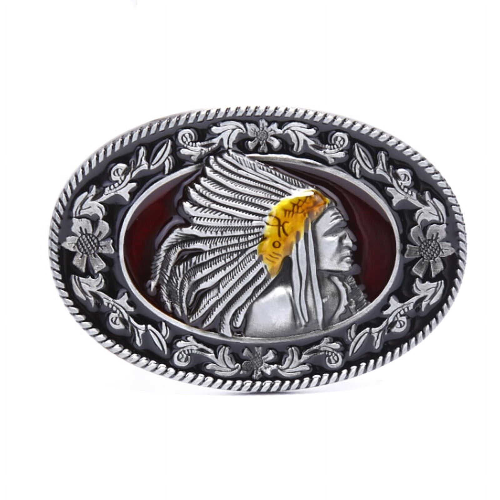 Indian Metal Men's Belt Buckle Western Cowboy Belts Buckle Fit 1.5" Wide Belt