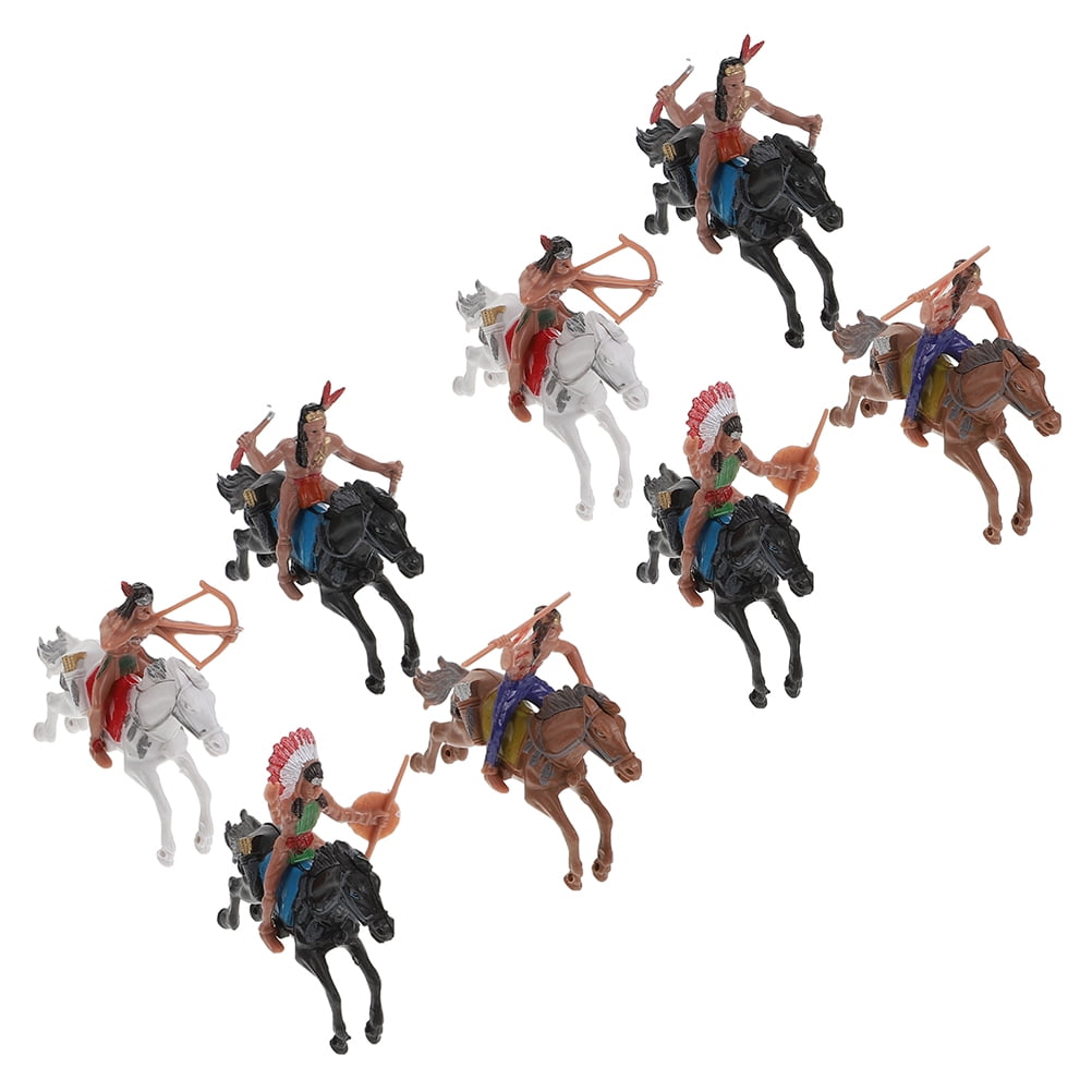 Indian Model Decor Plastic Action Figure Toy Indians Figures Desktop Riding 8 Pcs