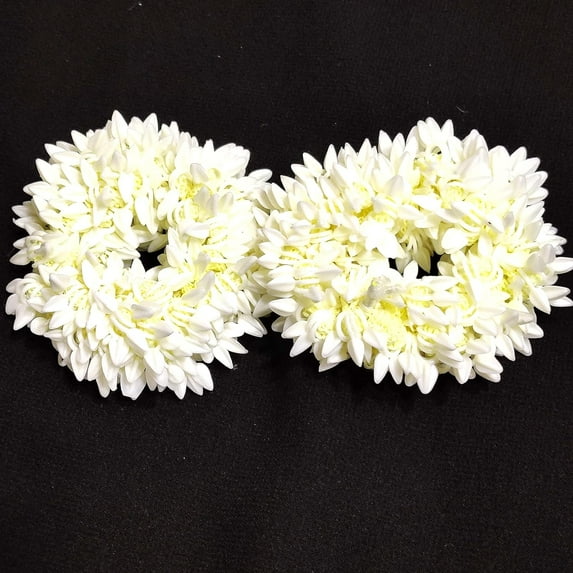 Indian Mogra White Gajra Hair Accessories Gajra Rubber Band for Women (Pack of 2)(White)