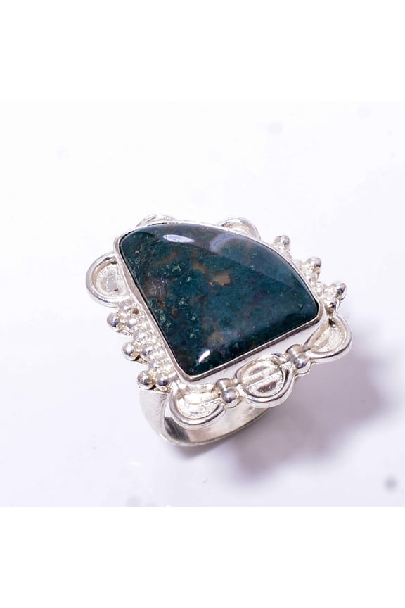 Indian Moos Agate - Agate Designer Handmade 925 Sterling Silver Ring S.8 R38