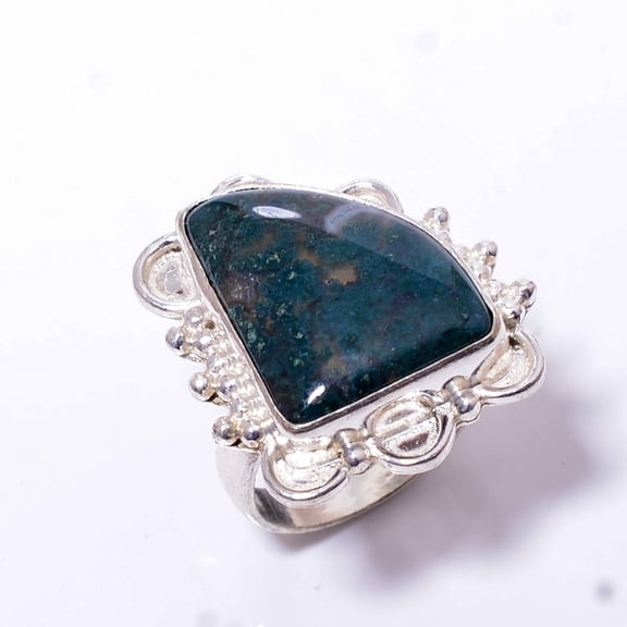 Indian Moos Agate - Agate Designer Handmade 925 Sterling Silver Ring S.8 R38