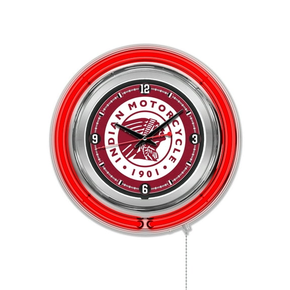 Indian Motorcycle 15" Double Neon Wall Clock