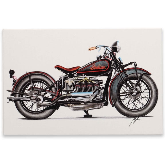 Indian Motorcycle Company Scout Painterly Canvas Wall Decor for Garage, Shop, or Man Cave