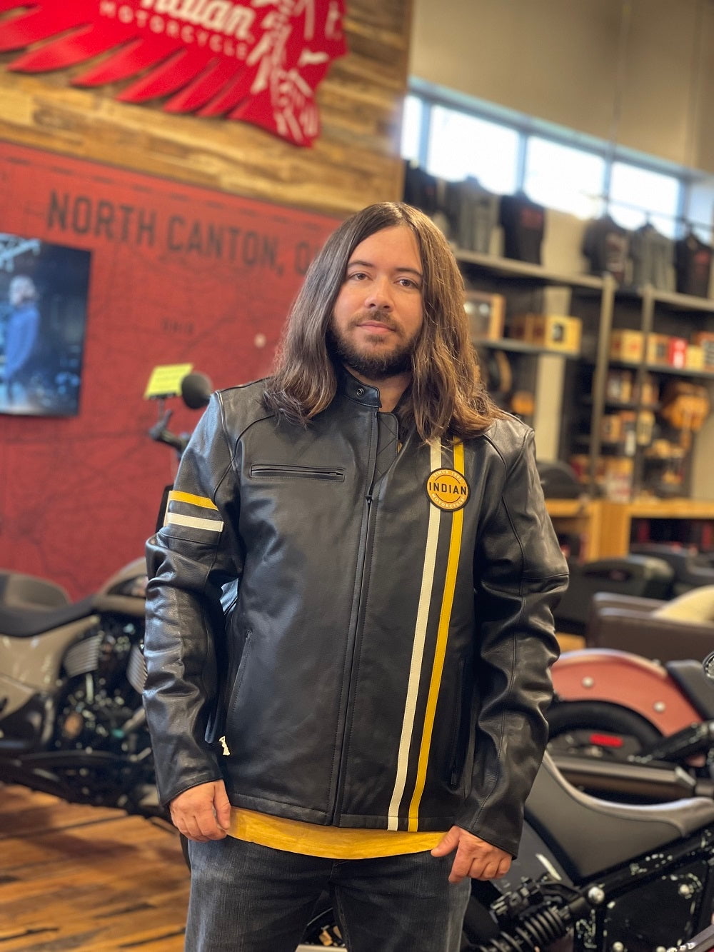 Indian Motorcycle Men's Cafe Leather Jacket, Black | 2833370 Indian Motorcycle Men's Cafe Leather Jacket, Black | 2833370