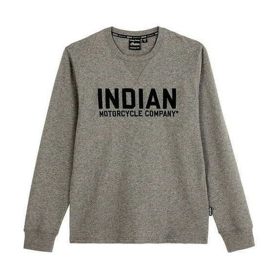Indian Motorcycle Men's Chain Stitch Embroidery Long Sleeve Tee, Gray | 2833277