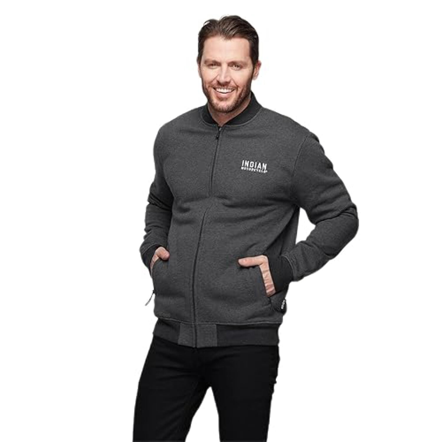 Indian Motorcycle Men's Colorblock Marl Zip Thru, Gray - 2XL