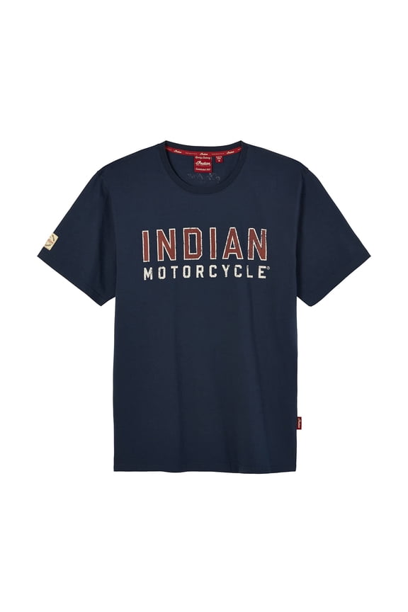Men's Distressed Block Logo T-Shirt, Navy - S - 283326302