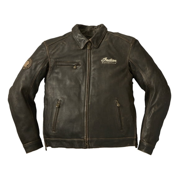 Indian Motorcycle Men's Leather Classic Riding Jacket, Dark Brown | 2860828