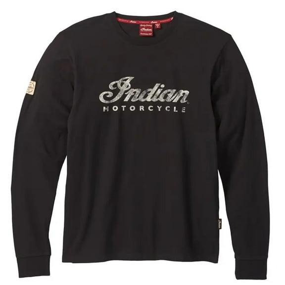 Indian Motorcycle Men's Long Sleeve Script Logo T-Shirt, Black | 2861891