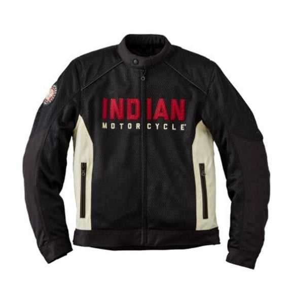 Indian Motorcycle Men's Mesh Lightweight 2 Riding Jacket with Removable Liner, Black - M