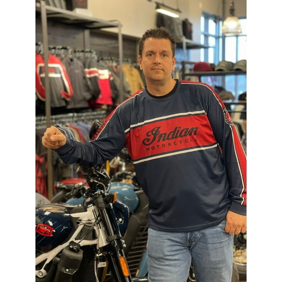 Indian Motorcycle Men's Script Performance LS Tee, Navy | 2864775