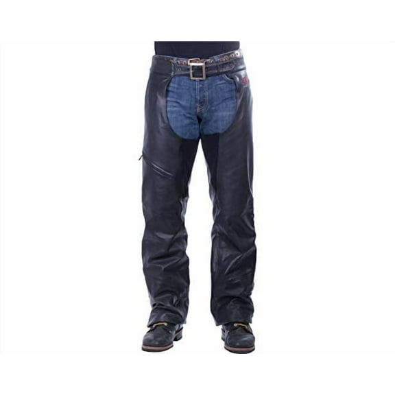 Indian Motorcycle Men's Traditional Leather Chaps, Black - M - 286371203