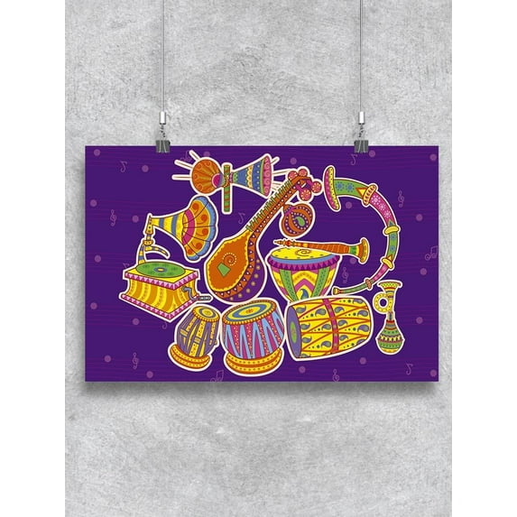 Indian Musical Instruments Poster -Image by Shutterstock