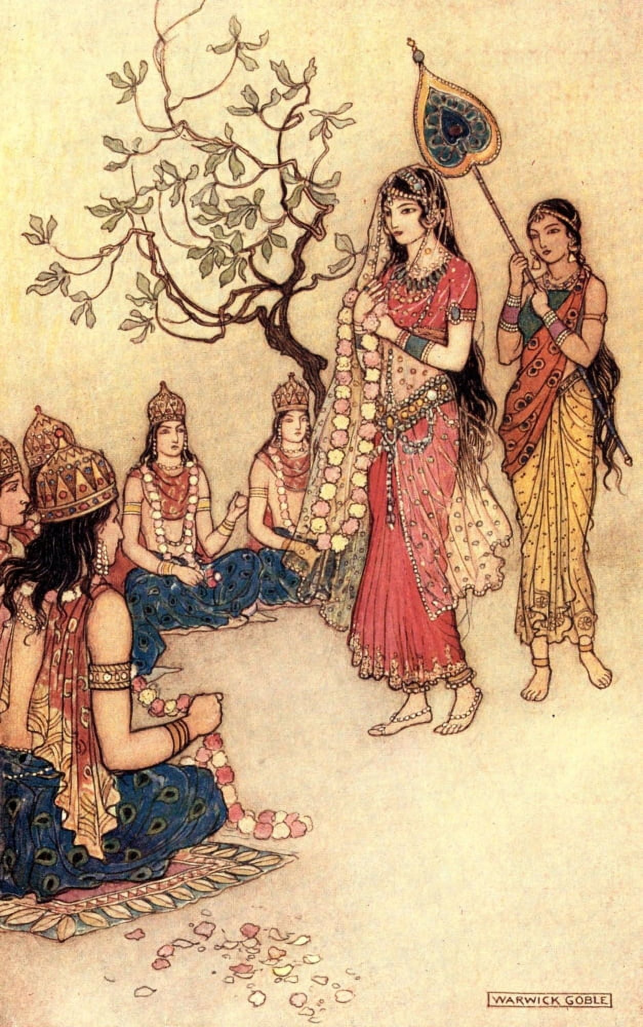 Indian Myth & Legend 1913 Damayanti choosing a husband Canvas Art - Warwick Goble (24 x 36)